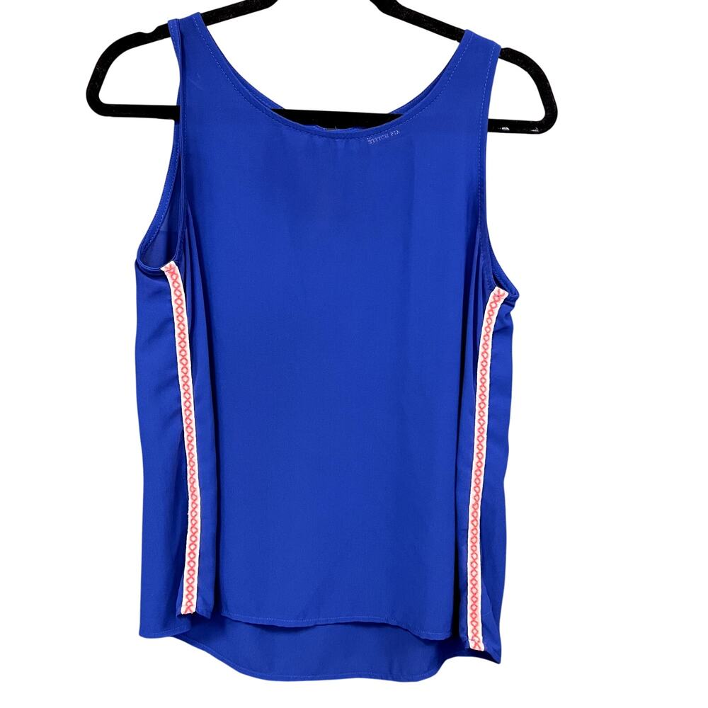 Papermoon Blue Sheer Side Stitched Tank Top Size Medium
